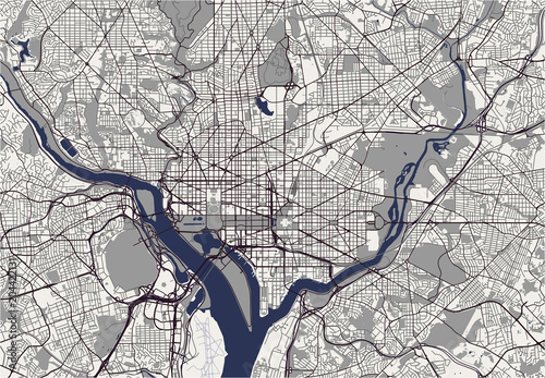 vector map of the city of Washington D.C., USA