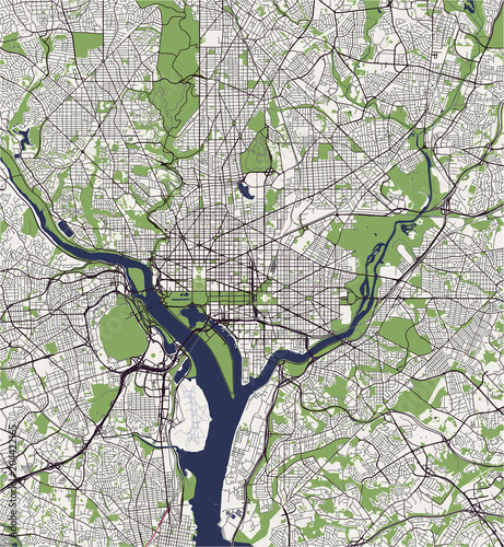 vector map of the city of Washington D.C., USA