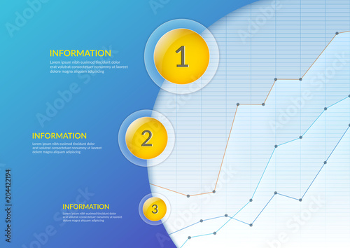 Abstract background for presentations and infographics. Numbered order of actions. Charts for changing parameters.