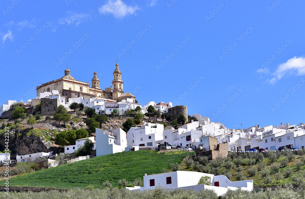 White Town, Pueblo Blanco, Olvera with the parish church of Our Lady, Cadiz, Spain