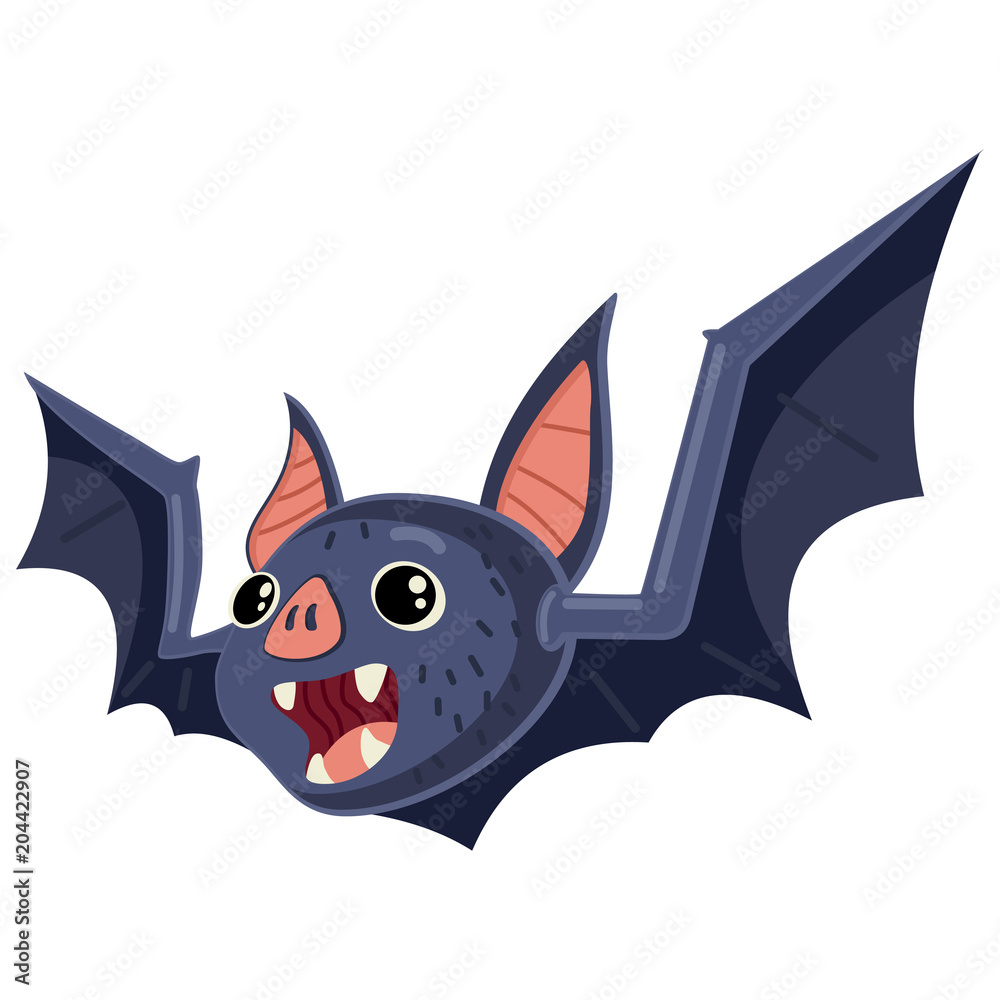 Vampire bat animal cartoon vector illustration isolated on white  background. Stock Vector | Adobe Stock