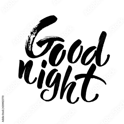 Good night card. Hand drawn lettering. Vector illustration of wish good night. Ink illustration. Modern brush calligraphy. Isolated on white background.