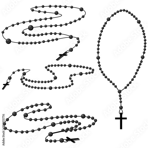 Fotografie, Obraz Holy rosary beads vector set