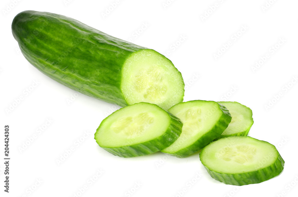 fresh cucumber slices isolated on white background fresh cucumber slices isolated on white background