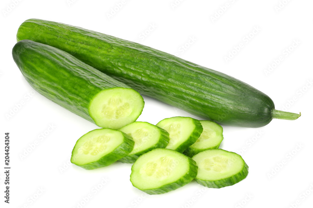 fresh cucumber slices isolated on white background fresh cucumber slices isolated on white background