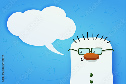 Cute snownam with green eyeglasses. photo