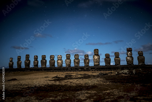 Rapa Nui Moai Statues Easter Island Chile photo