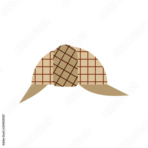 Cap private detective isolated. Hat Vector illustration