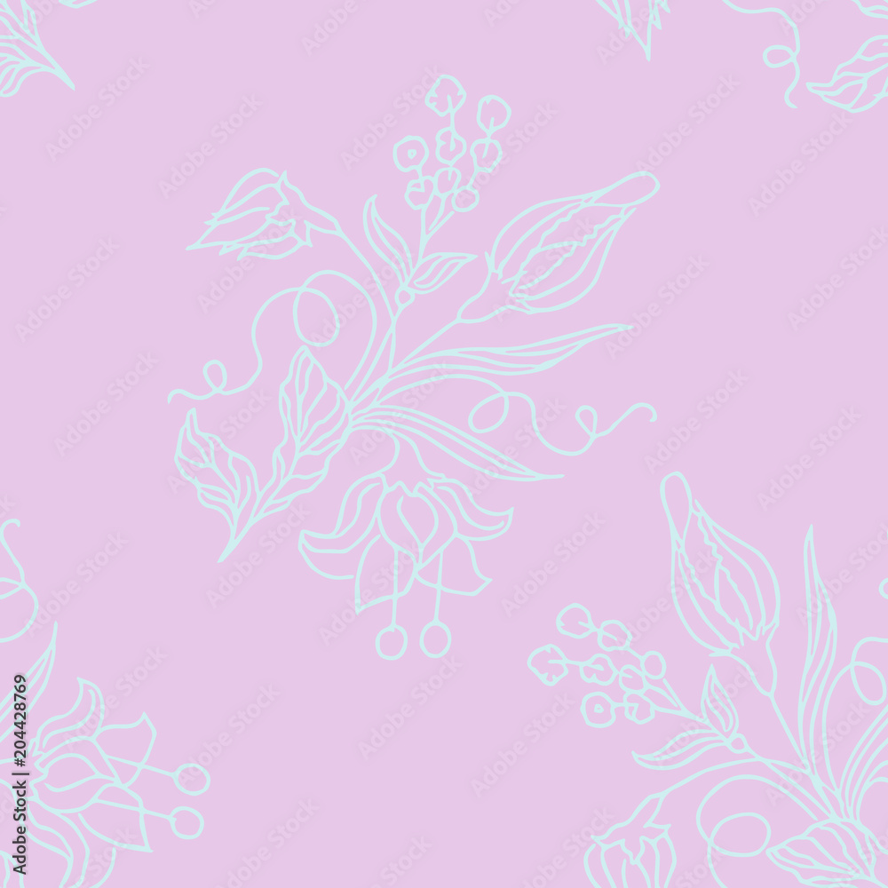 Beatiful flower. Vector seamless pattern.