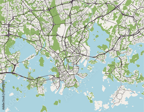 vector map of the city of Helsinki, Finland