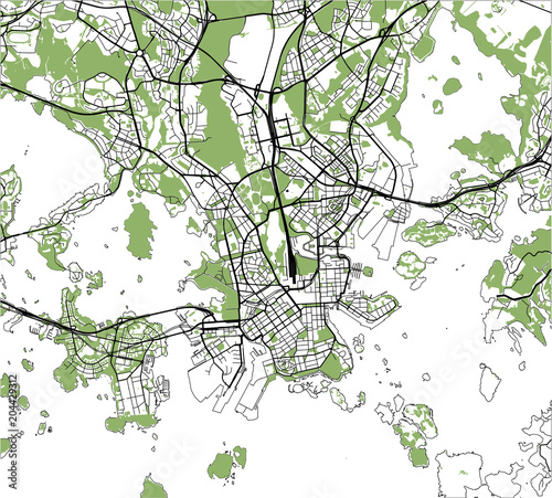 vector map of the city of Helsinki, Finland