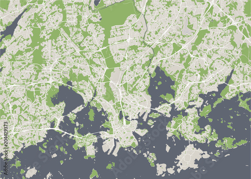 vector map of the city of Helsinki, Finland