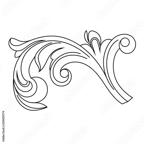 Vintage baroque ornament, corner. Retro pattern antique style acanthus. Decorative design element filigree calligraphy vector. - stock vector