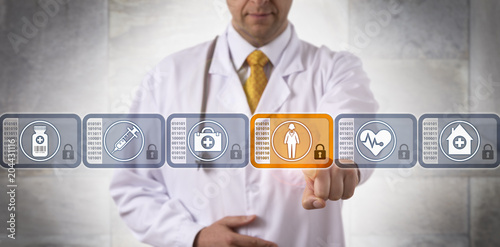 Canvas-taulu Physician Choosing Patient Record Block In Chain