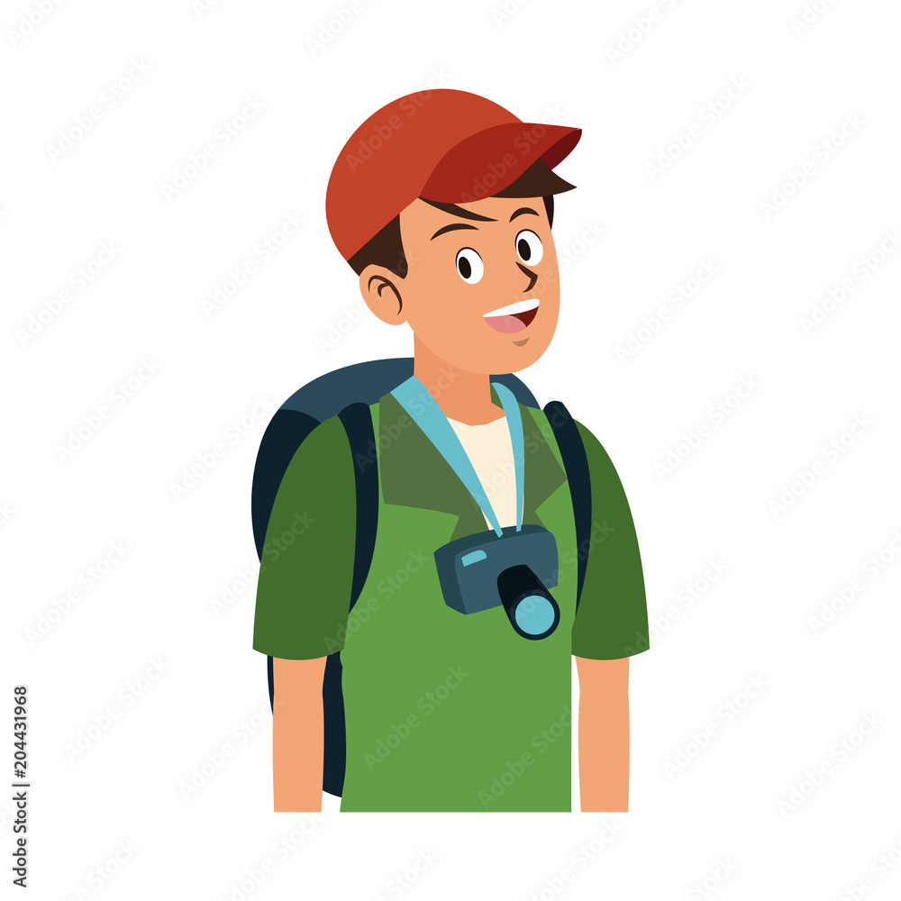 Male tourist cartoon vector illustration graphic design Male tourist cartoon vector illustration graphic design