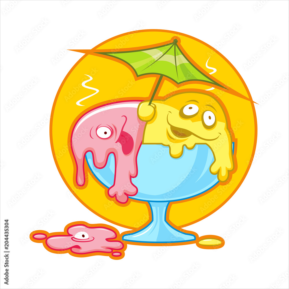 Fototapeta premium Cartoon melting ice cream