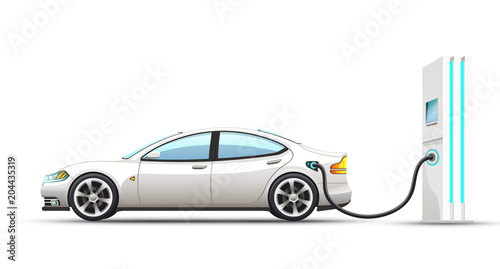 Realistic vector illustration of electric car.