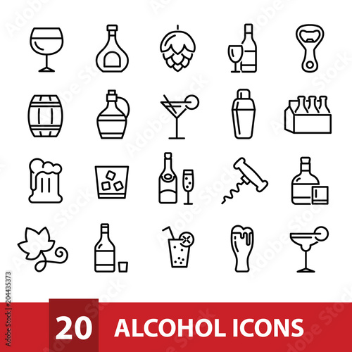 alcohol vector icons collection