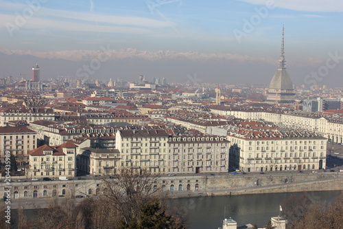 the city of Turin in Italy. view from the observation deck near the monastery of Capuchin monks