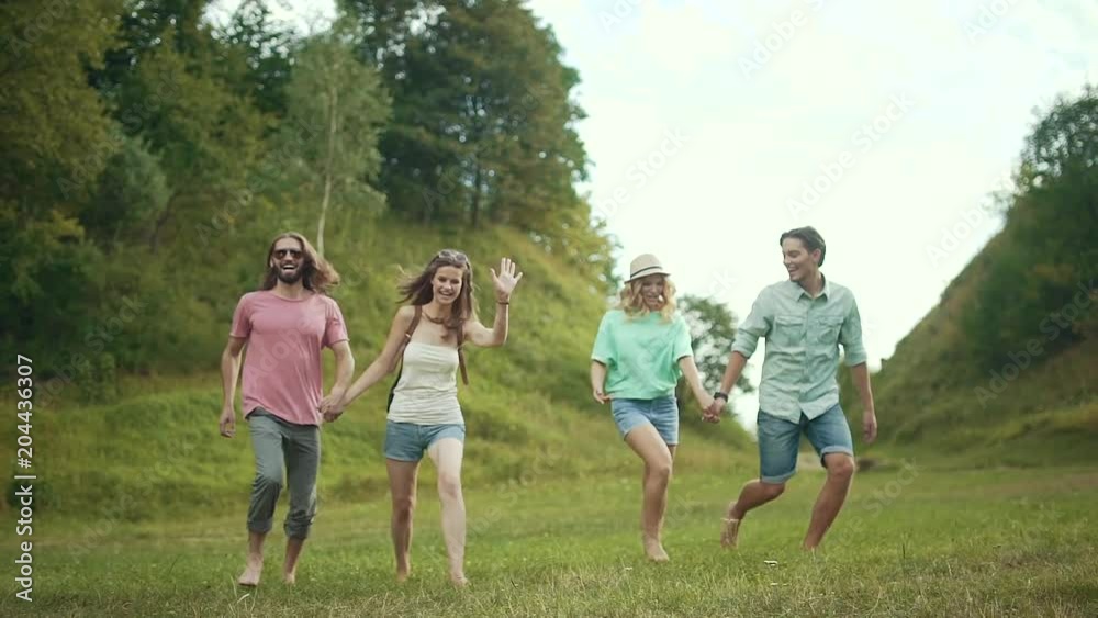 Friends On Weekend. Happy People Having Fun In Nature. Friends On Weekend. Happy People Having Fun In Nature.