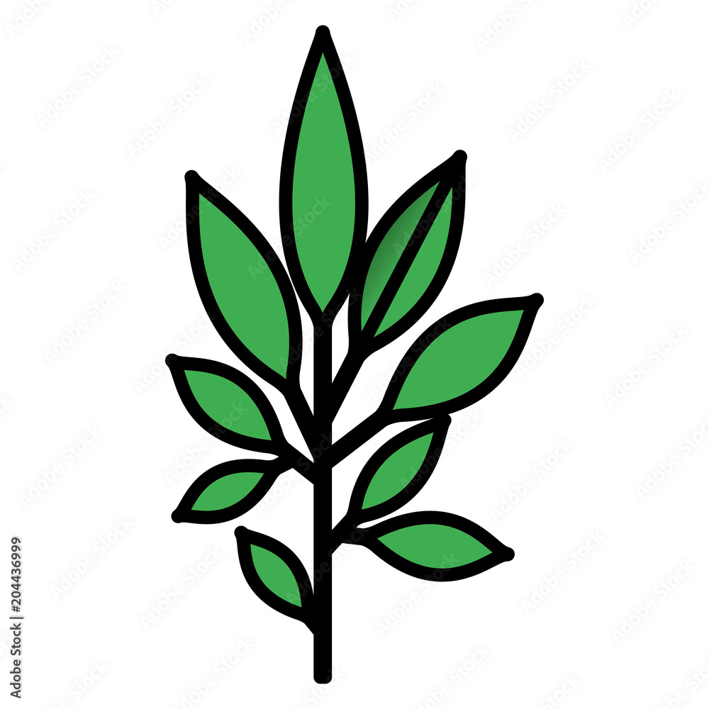 Naklejka premium branch with leafs decorative icon vector illustration design