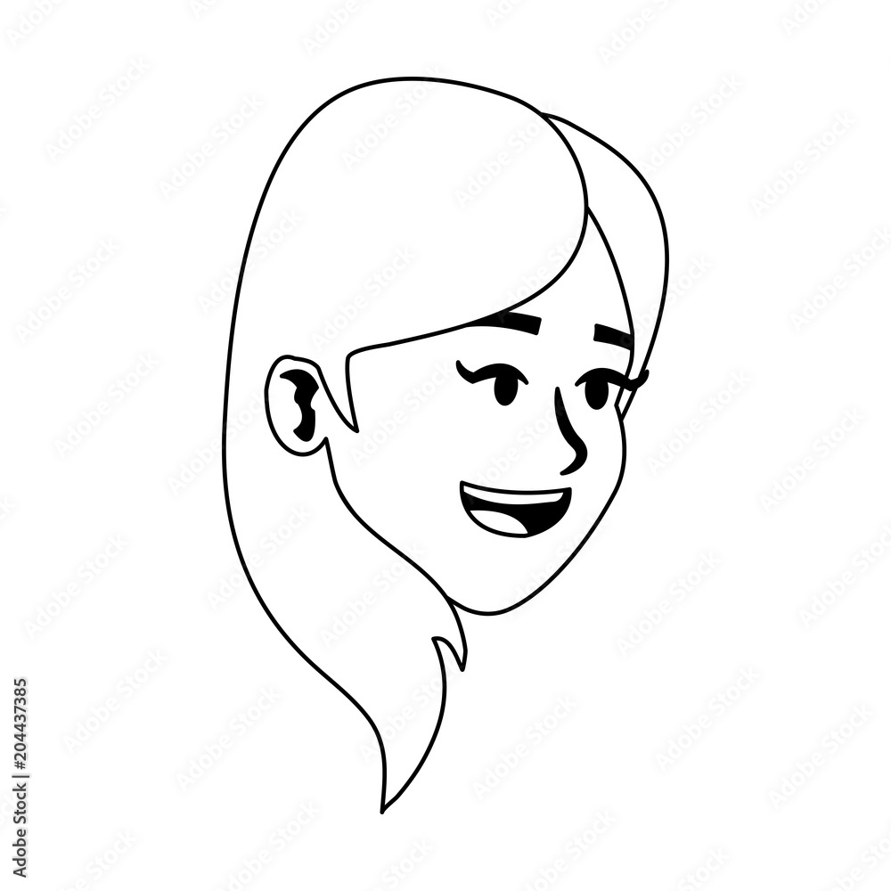 Happy young woman face vector illustration graphic design