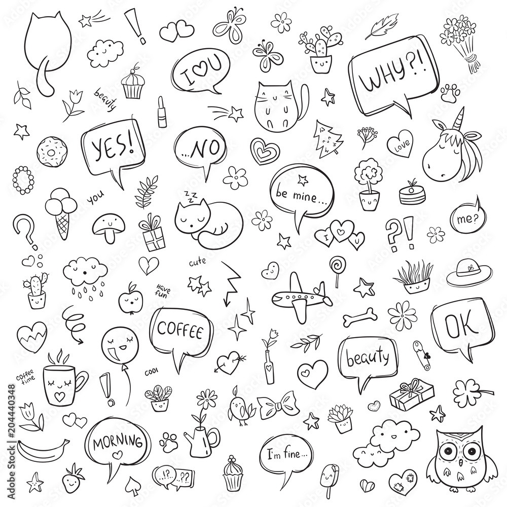 Vector hand drawn doodle set Vector hand drawn doodle set