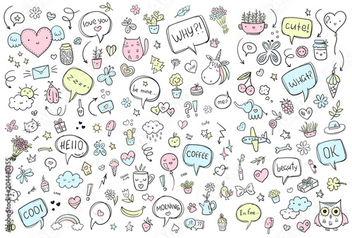 Wallpaper Mural Vector hand drawn doodle set Torontodigital.ca