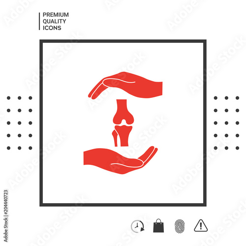 Hands holding knee-joint - protection symbol