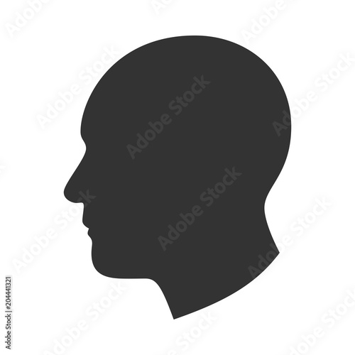 Silhouette of male head, man face in profile, side view