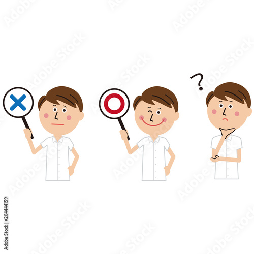 ポップなビジネスマン　クールビズ　半袖　〇　×　ハテナ