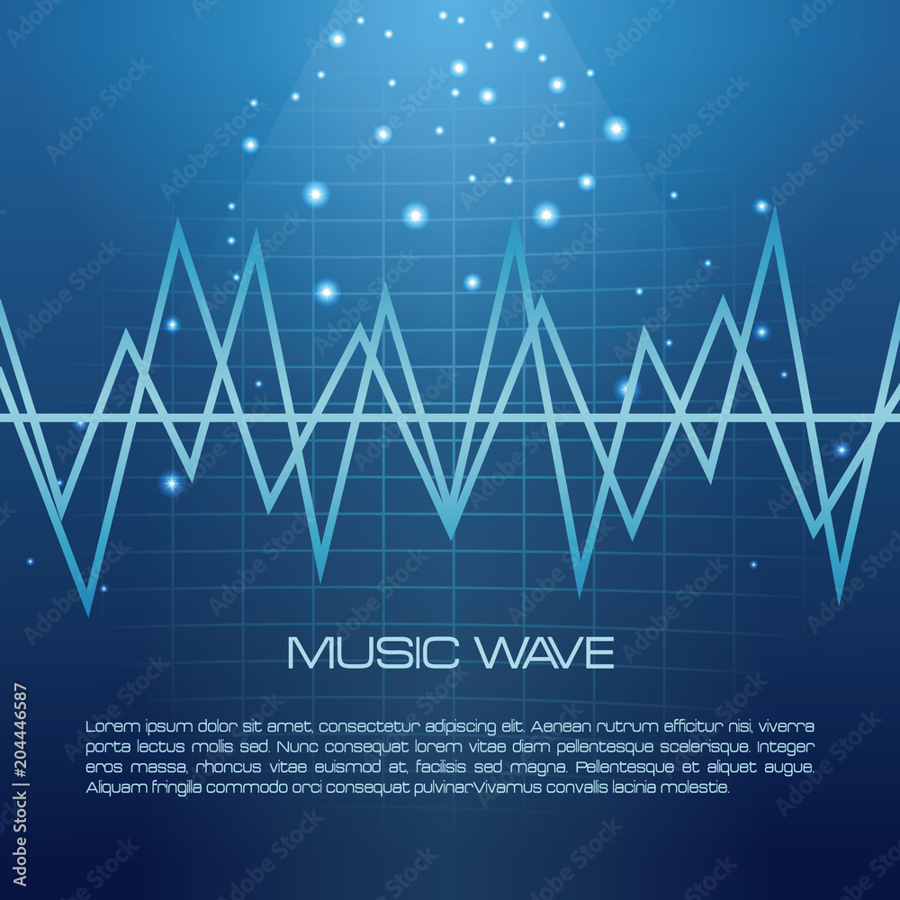 Fototapeta premium Music wave infographic over blue background vector illustration graphic design