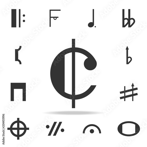 Isolated musical note, Cut time icon. Detailed set of web icons and signs. Premium graphic design. One of the collection icons for websites, web design, mobile app