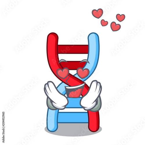 In love dna molecule mascot cartoon