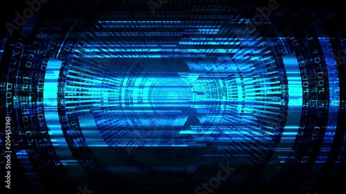 binary circuit board future technology, blue eye cyber security concept background, abstract hi speed digital internet.motion move blur. pixel