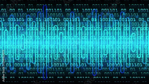 binary circuit board future technology, blue cyber security concept background, abstract hi speed digital internet.motion move blur. pixel 