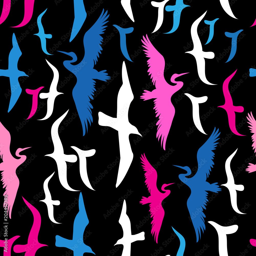 Seamless pattern with silhouettes of flying birds Seamless pattern with silhouettes of flying birds