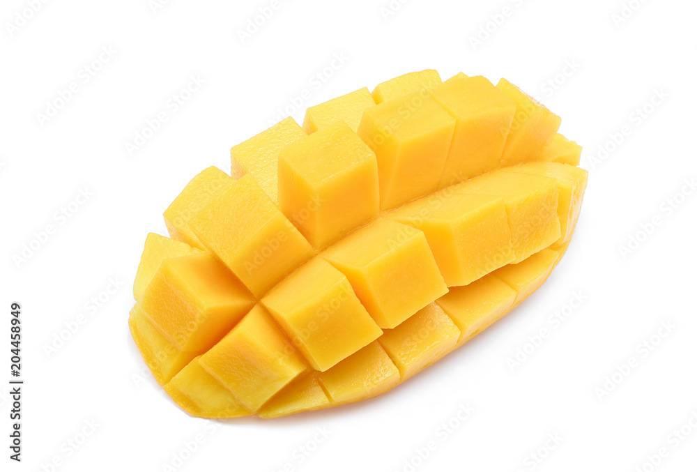 sliced ripe mango isolated on white background sliced ripe mango isolated on white background