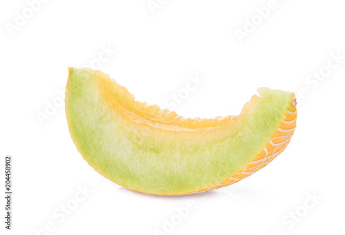 sliced pearl orange melon isolated on white background