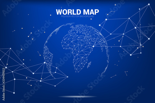 Globe 3D World map wireframe dot connect line polygon : concept of Digital network