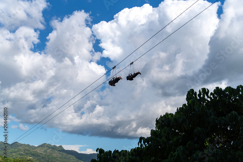 Tourists on the Zip Line at Bohol Island