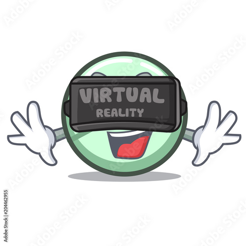 Virtual reality drug tablet mascot cartoon