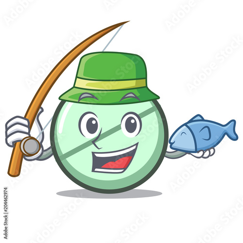 Fishing drug tablet mascot cartoon