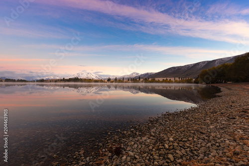 Beautiful lanscape at Lake camp New zealand  Can use for Summer or Outdoor concept background.