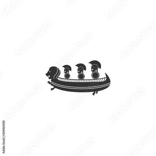 Ancient Greek ship. Ancient Greek Galley with oars and sails, Boat Argo Medieval Abstract Creative Illustration Business Vector Logo