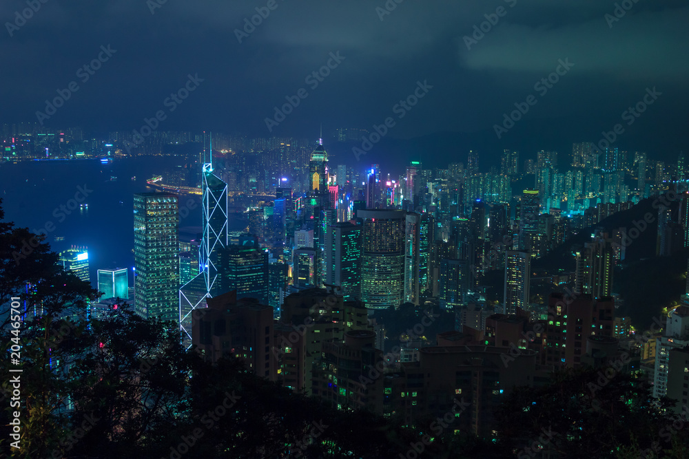 Colourful Hong Kong at night