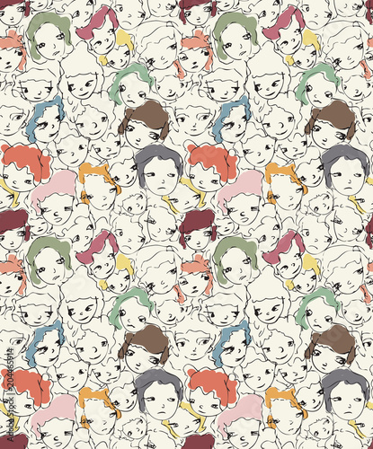 Wallpaper Mural Seamless anime modern street art pattern. Cute and ugly. Torontodigital.ca