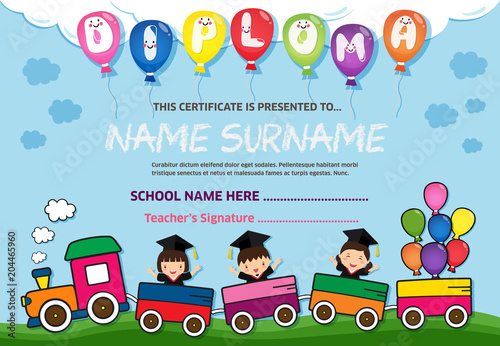 Kids Diploma certificate background design template