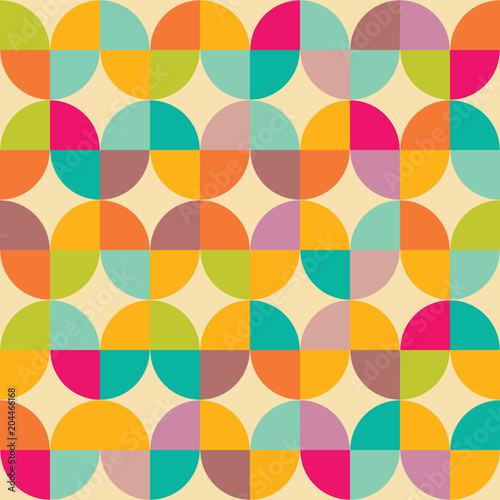 Retro abstract geometric circle seamless pattern
