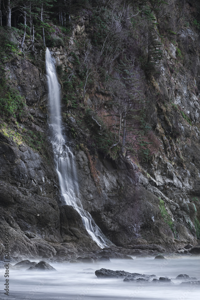 Pacific Coastline waterfall, Third Beach, Olympic National Park near LaPush, WA Pacific Coastline waterfall, Third Beach, Olympic National Park near LaPush, WA